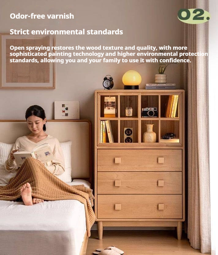 Beech Solid Wood Modern Simple with Light Storage Cabinet.