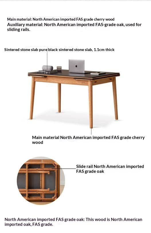 Cherry Solid Wood Extendable Slab Dining Table