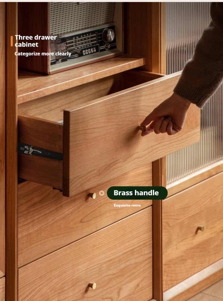 Cherry Solid Wood Bookcase Cabinet Display.