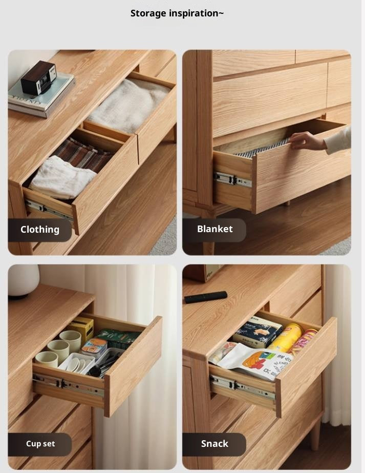 Oak Solid Wood Five-Drawer Chest