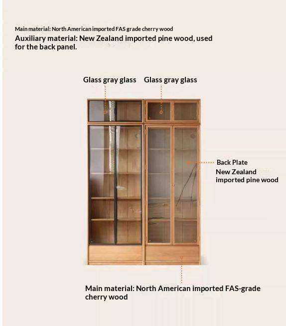 Cherry Solid Wood Bookcase Cabinet Display.