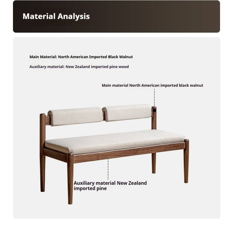 Black Walnut, Oak Solid Wood Long Bench