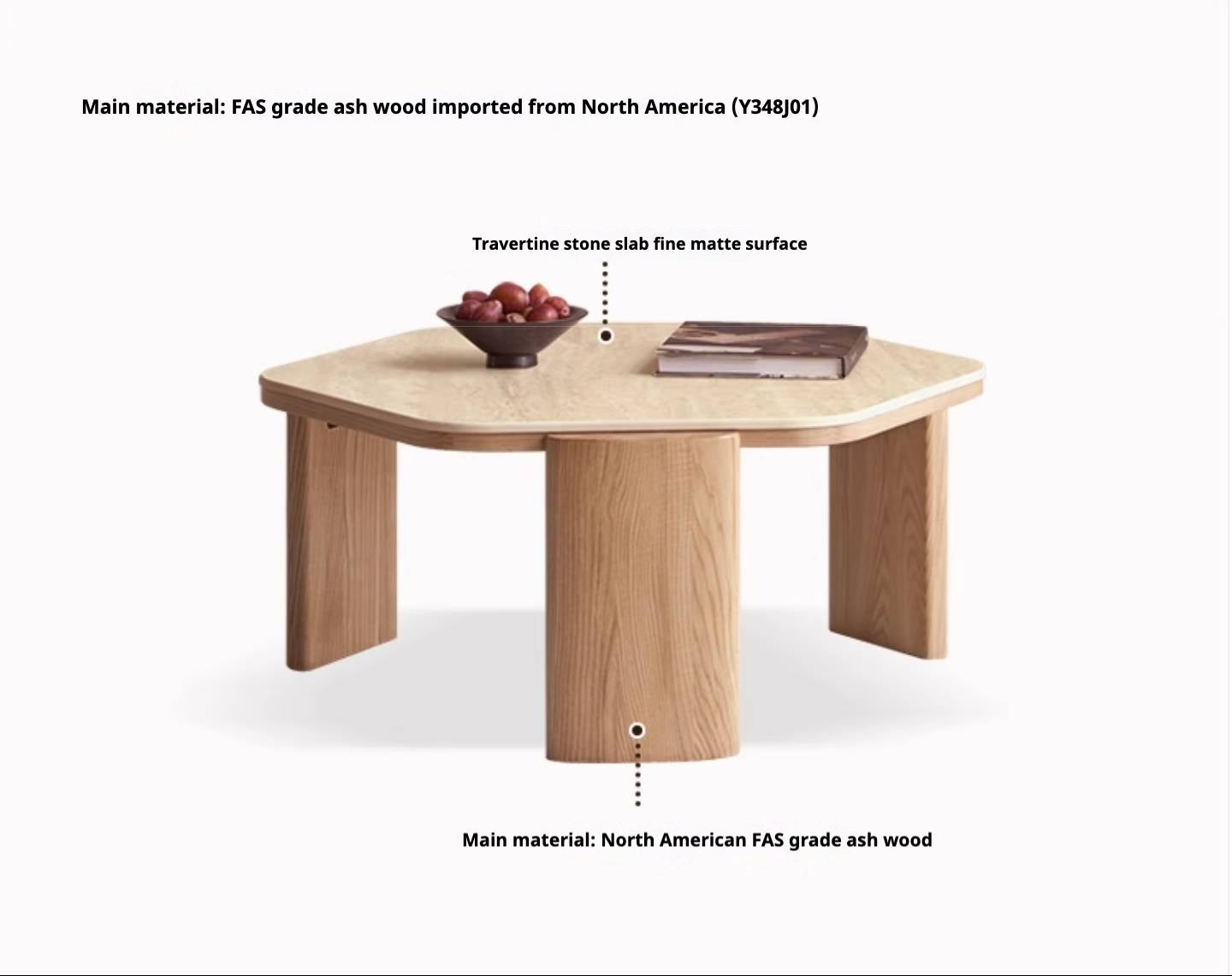 Ash Solid Wood Wabi-Sabi Style Coffee Table