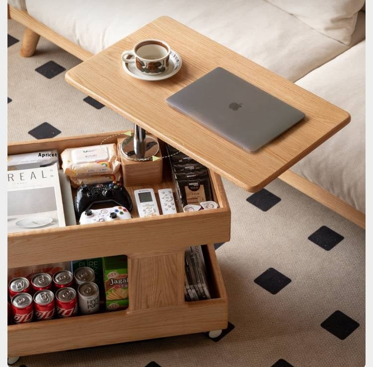 Oak, Ash, Cherry, Black Walnut Solid Wood Rotating Side Table