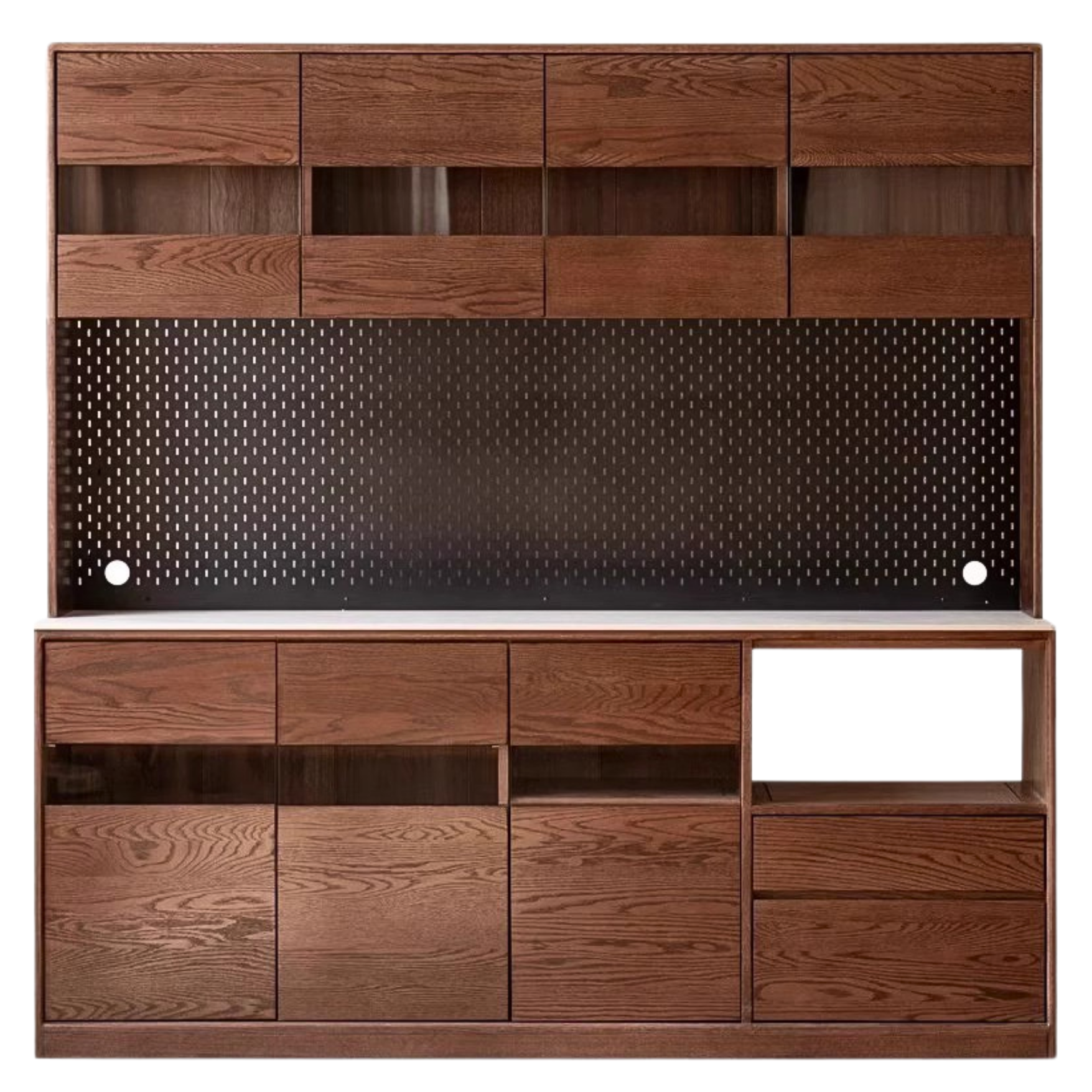 Oak Solid Wood Dining Storage Sideboard Against The Wall