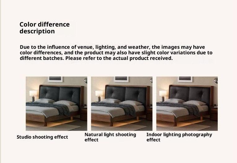 Black Walnut Solid Wood Italian Light Luxury Genuine Leather Soft Bed