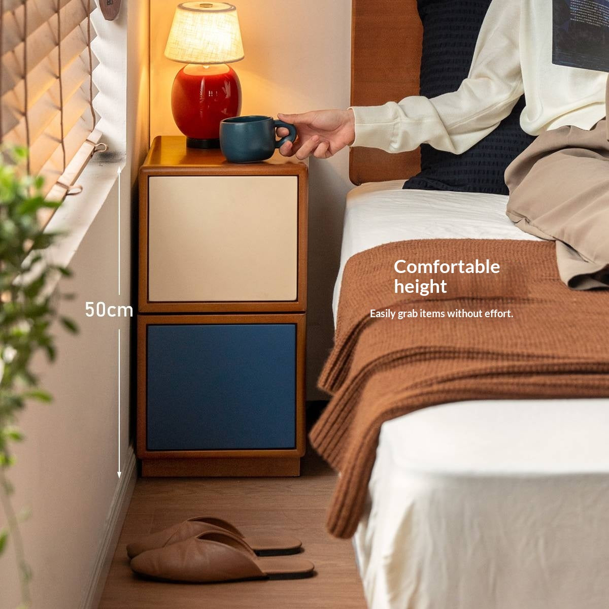 Poplar Solid Wood Nightstand Bauhaus Style