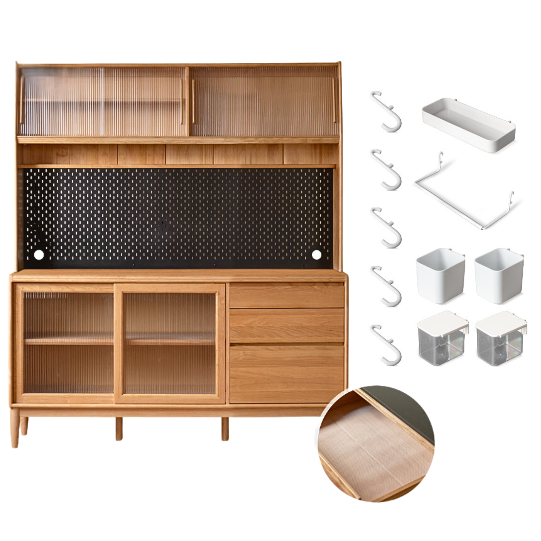 Cherry, Oak Solid Wood Rock Board Dining Cabinet Integrated High