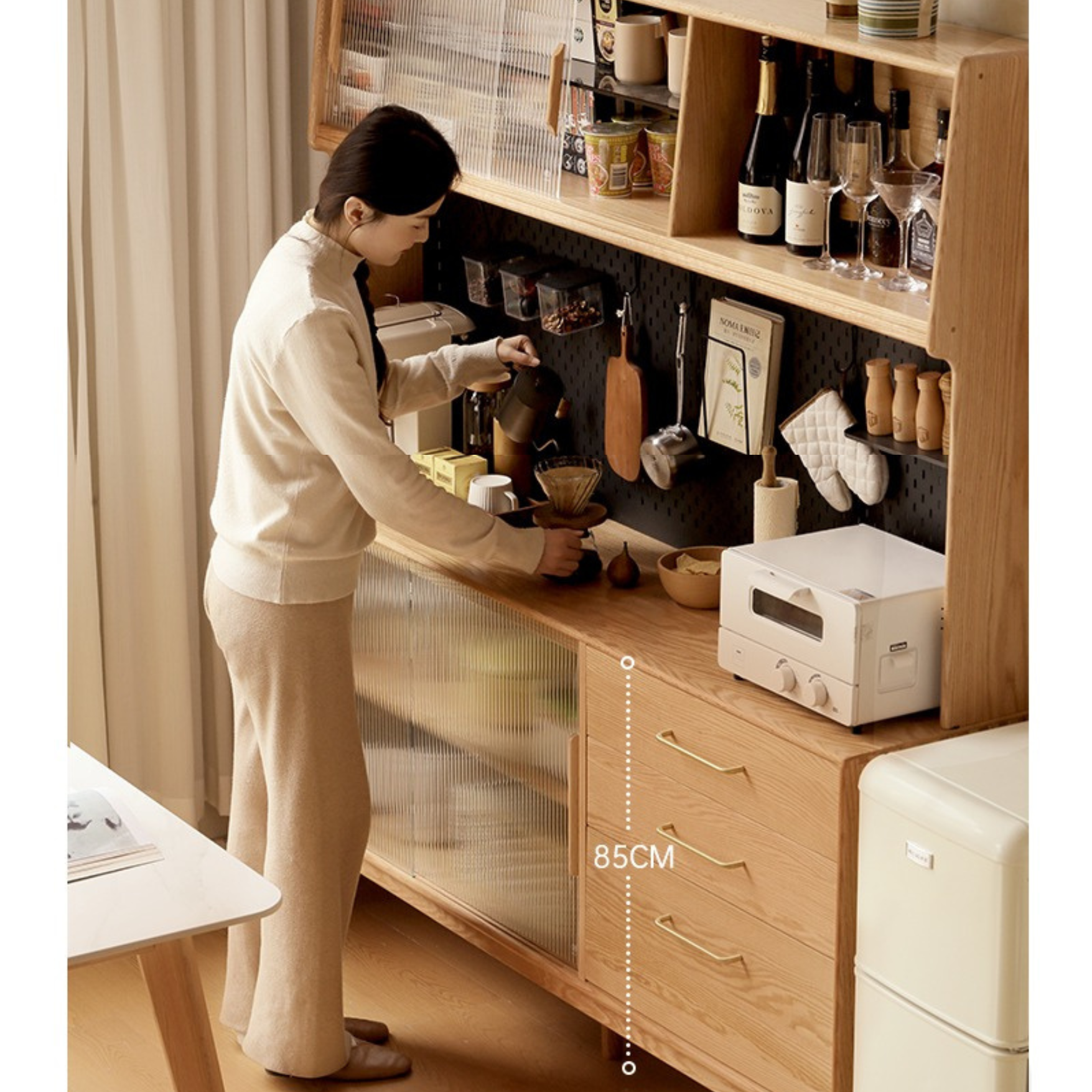 Oak Solid Wood Modern Multifunctional Sideboard