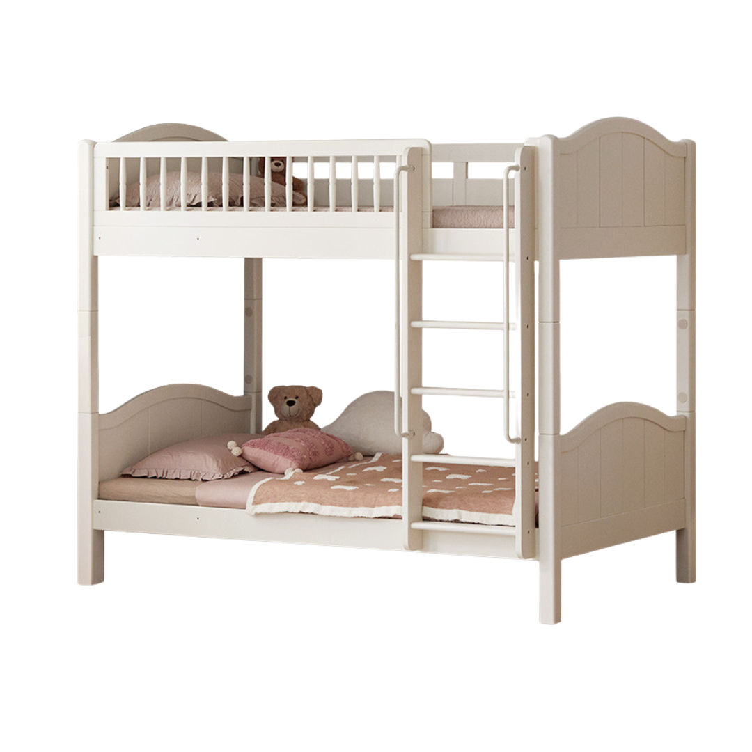 Rubberwood Solid Wood Children's White Castle Princess Bunk Bed
