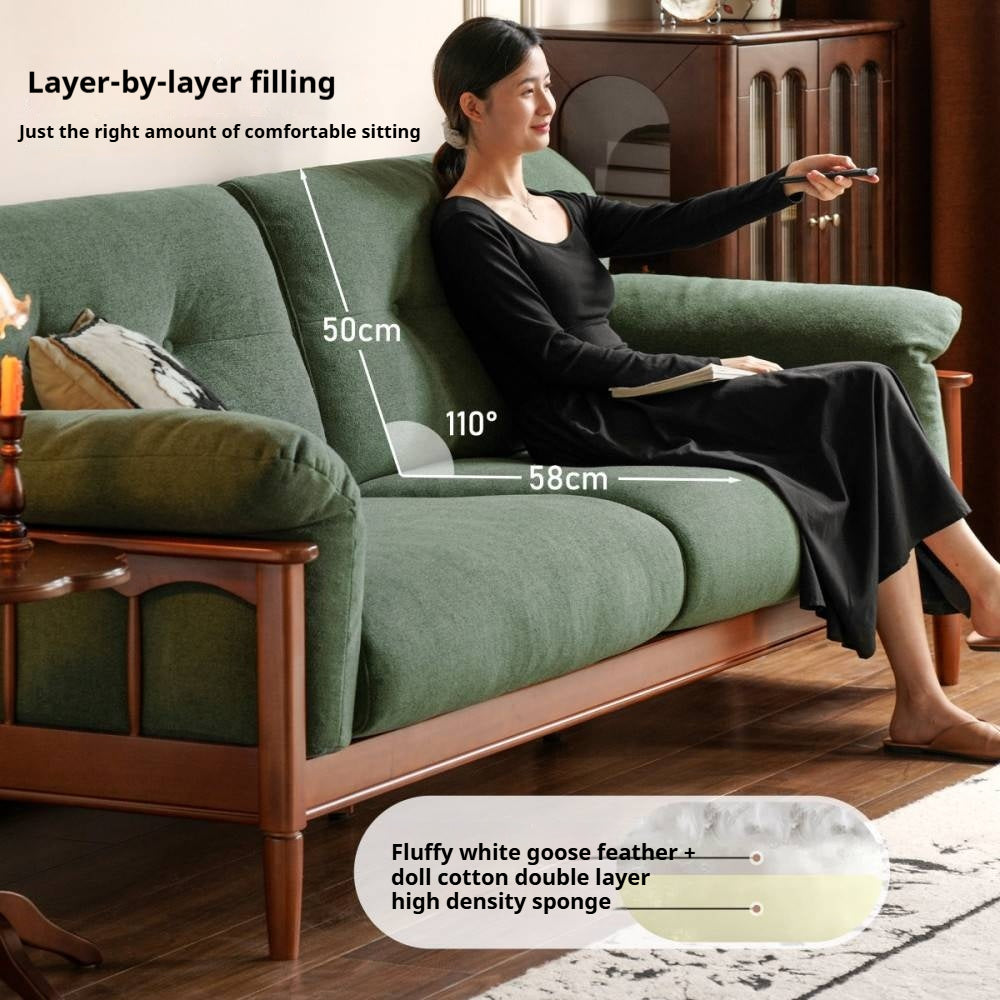 Poplar Solid Wood Sofa French Retro