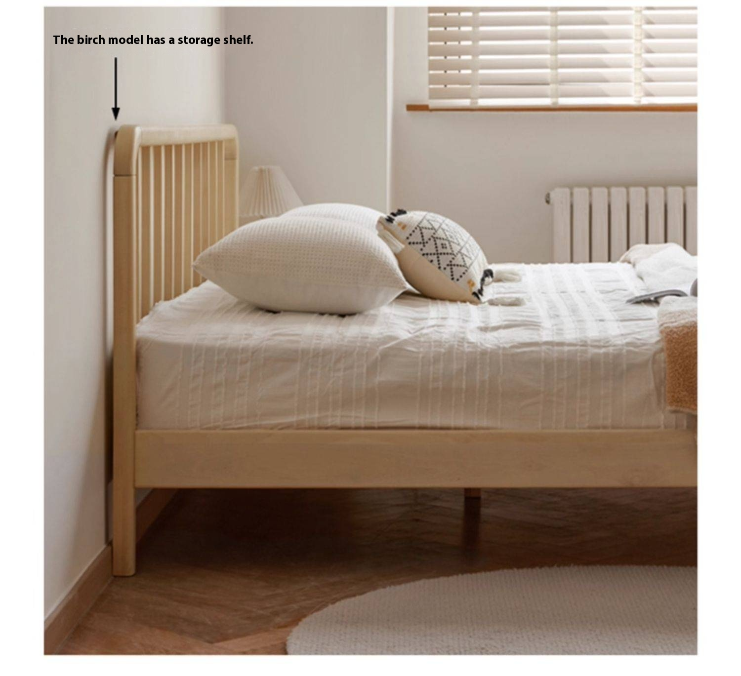 European Beech Solid Wood Bed Modern Simple