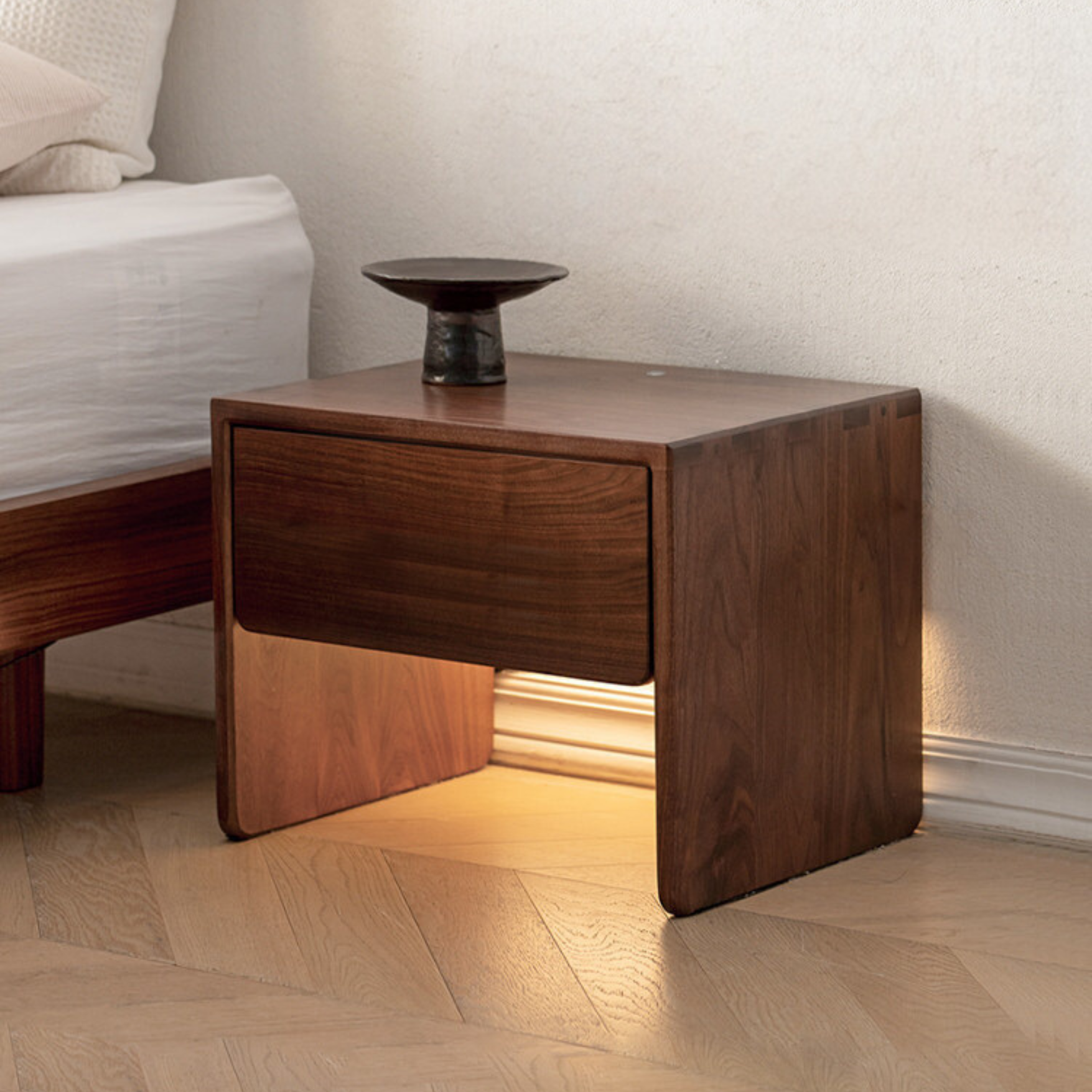 Black Walnut, Ash Solid Wood Simple Modern Nightstand