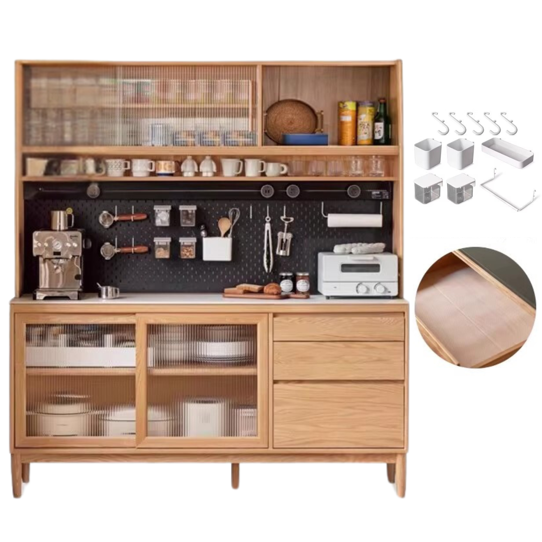Oak, Ash Solid Wood Large Capacity Storage Sideboard
