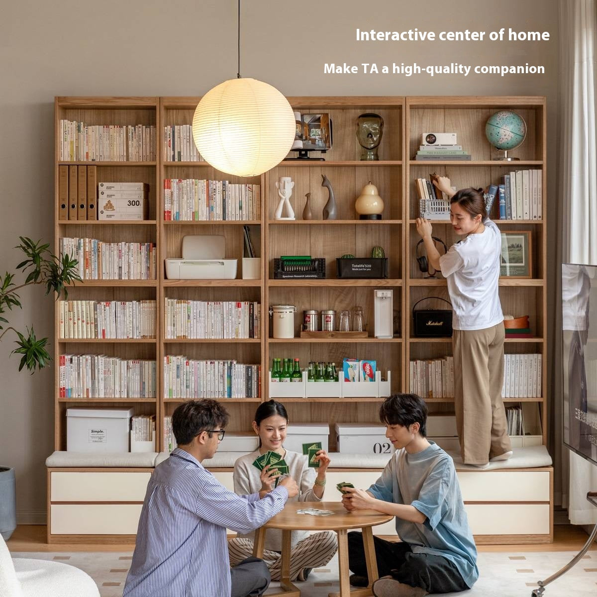 Oak Solid Wood Cream Style Bookcase