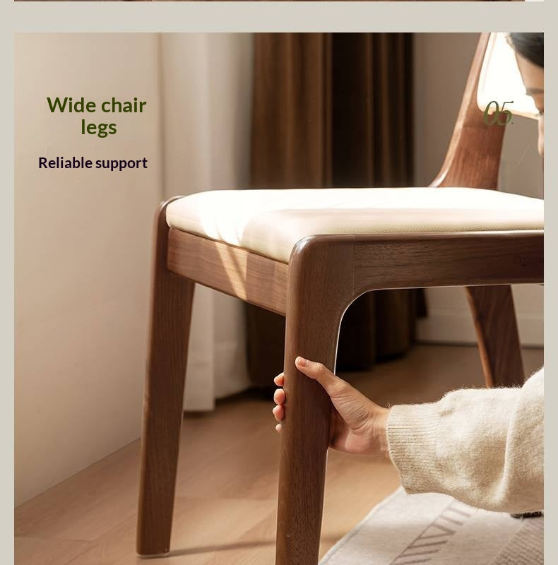 4 pcs - Black Walnut, Oak Solid Wood Dining Chair upholstered