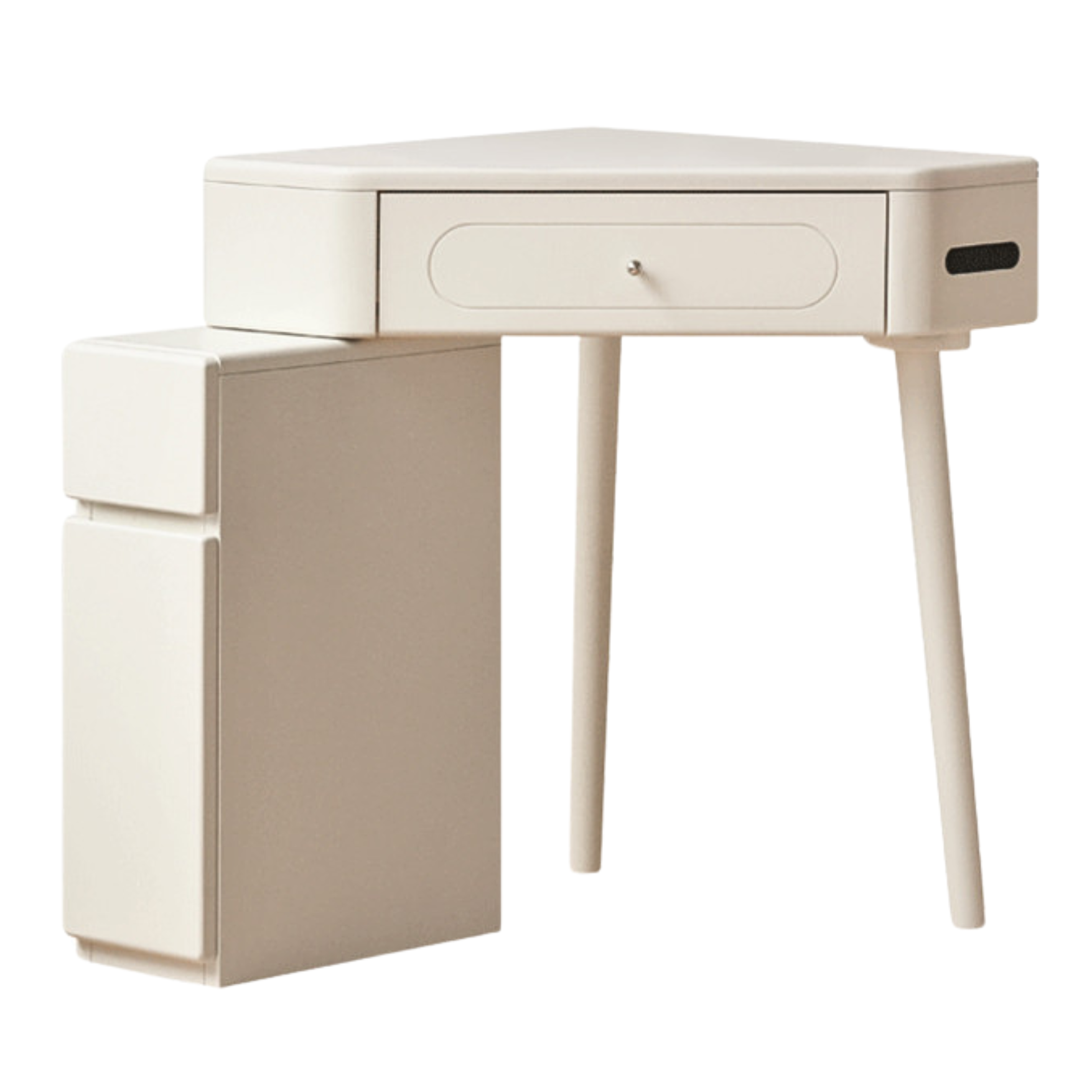 Poplar Solid Wood Corner White Dressing Table.