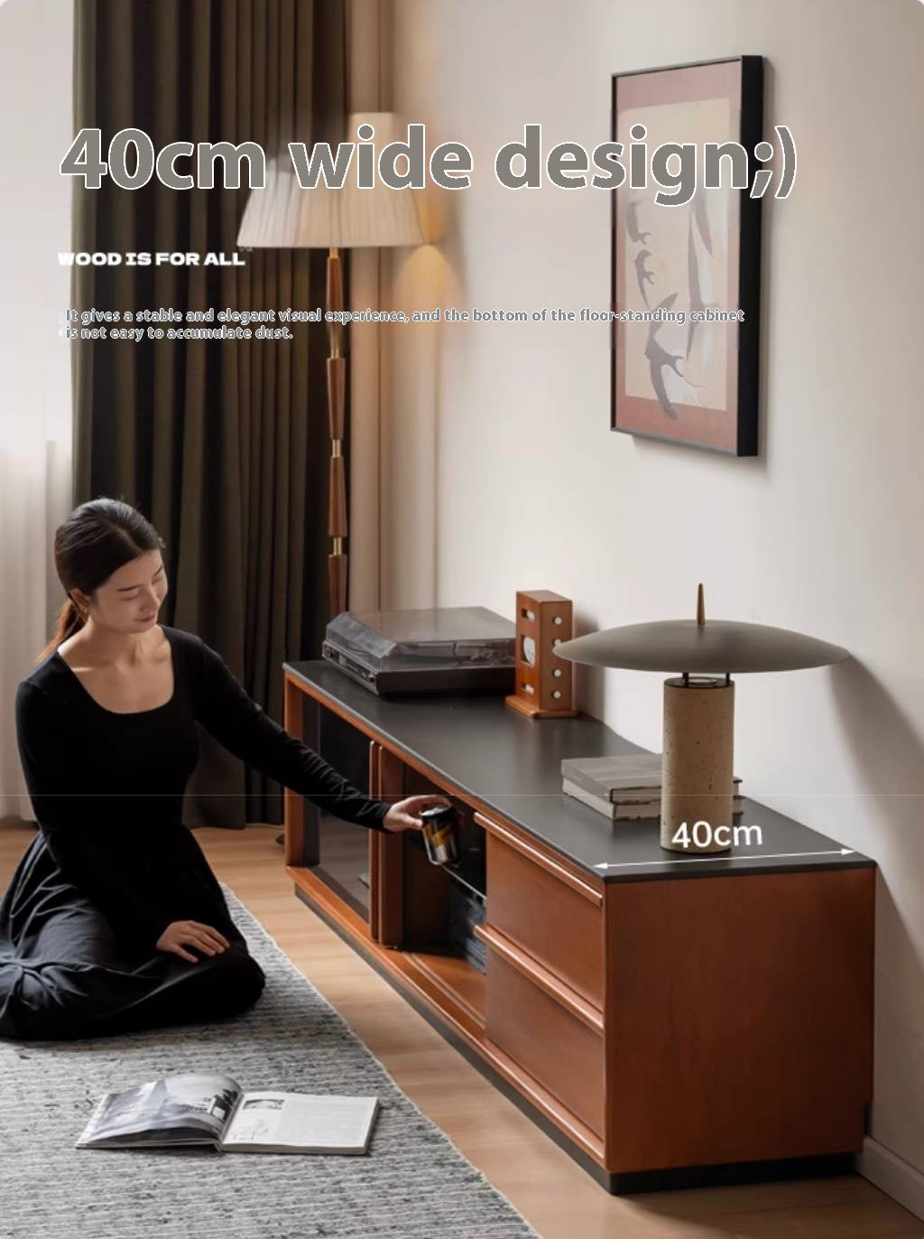 Poplar Solid Wood Medieval Style TV Stand.