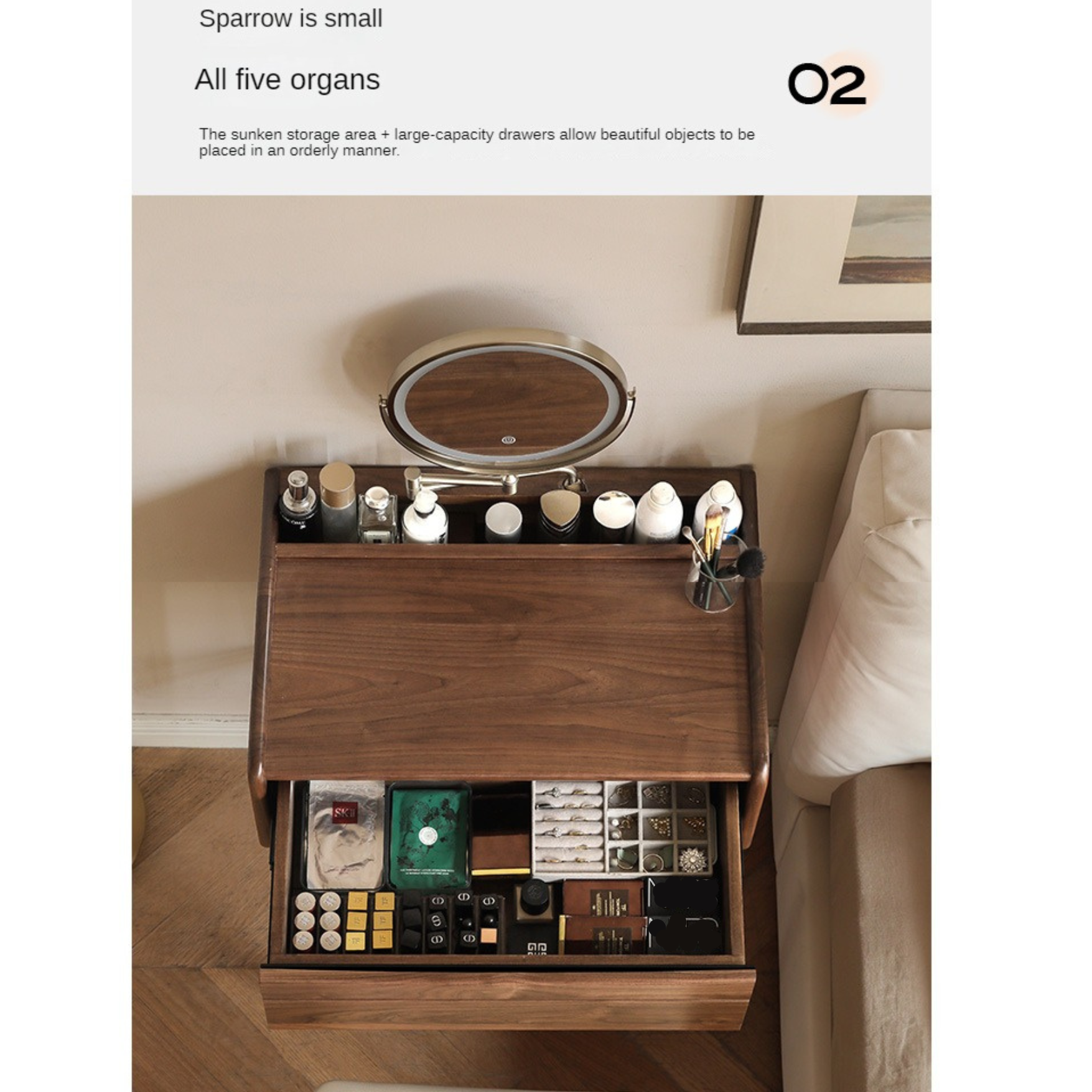 Black Walnut Solid Wood Dressing Table.