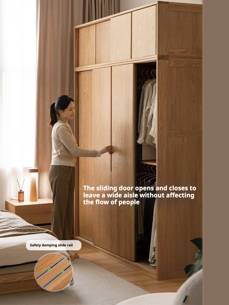 Oak Solid Wood Wardrobe Sliding Door.