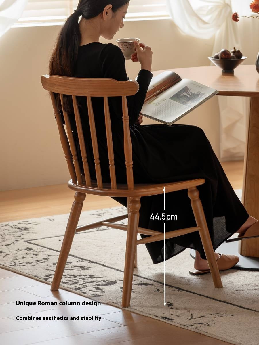 Set 4 pcs Cherry Solid Wood Retro Backrest Chair