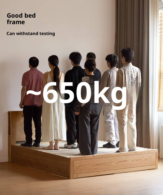 Oak Solid Wood Modern Minimalist Multifunctional with Light Box Bed