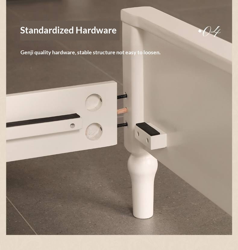 Rubberwood Solid Wood Bed American Retro Cream Style