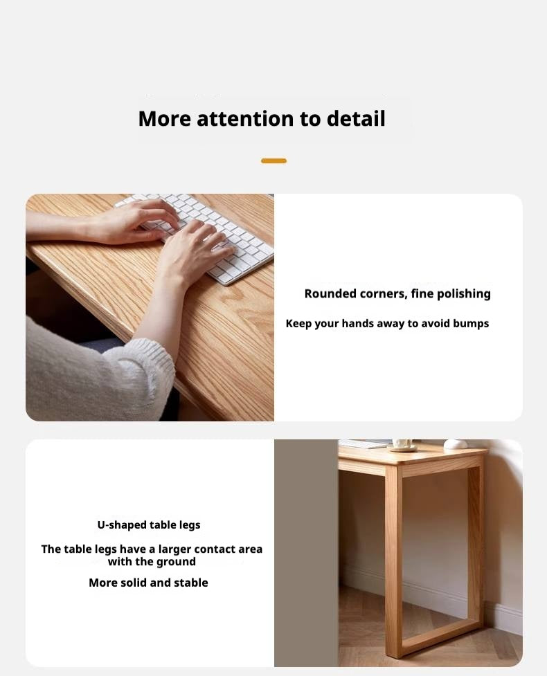 Oak Solid Wood Corner Desk Bookshelf Integrated