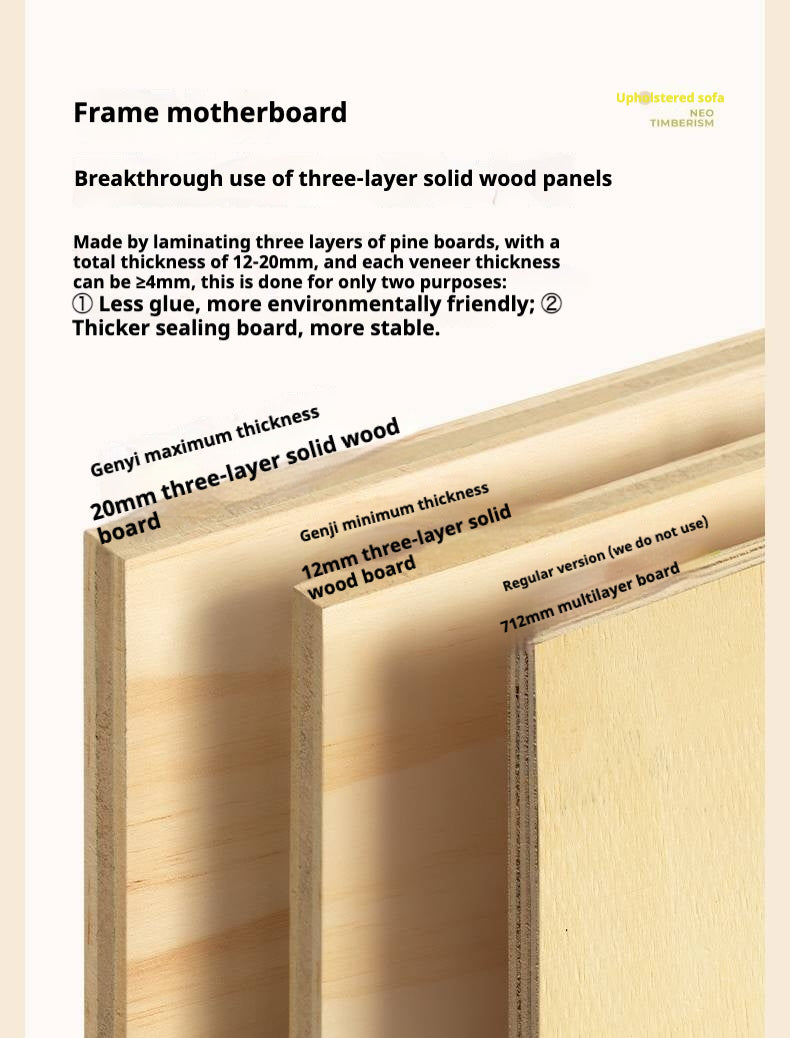 Oak Solid Wood Fabric imitation cotton and linen Sofa