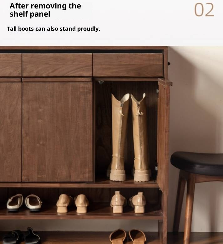 Black Walnut Solid Wood Italian Light Luxury Shoe Cabinet