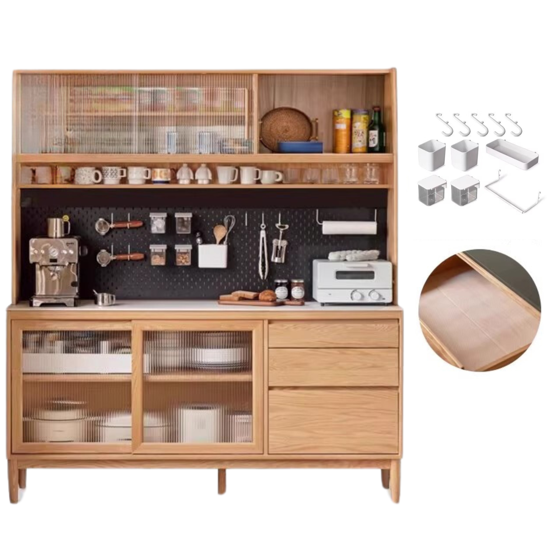 Oak, Ash Solid Wood Large Capacity Storage Sideboard