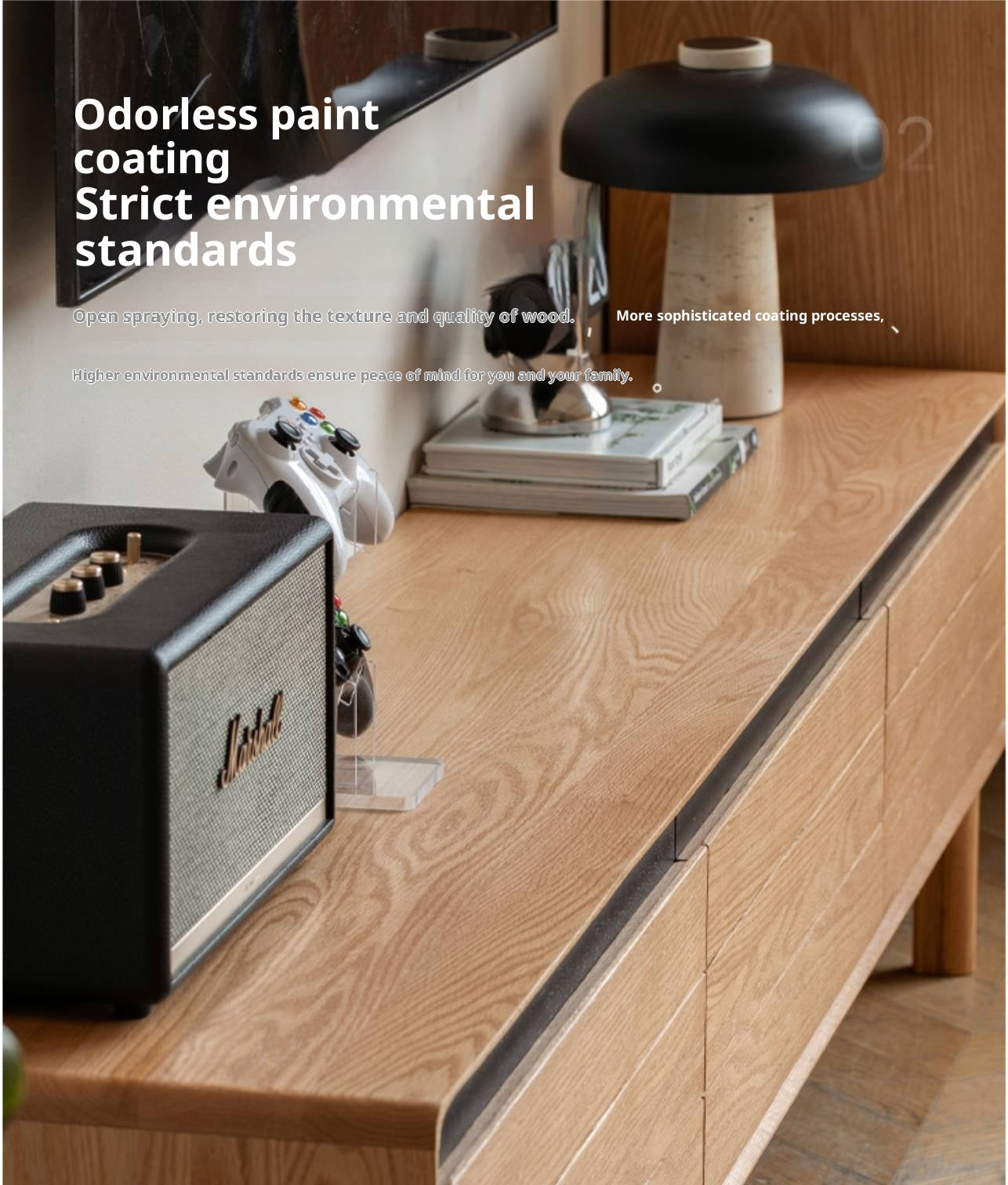 Oak Solid Wood Modern TV Cabinet.