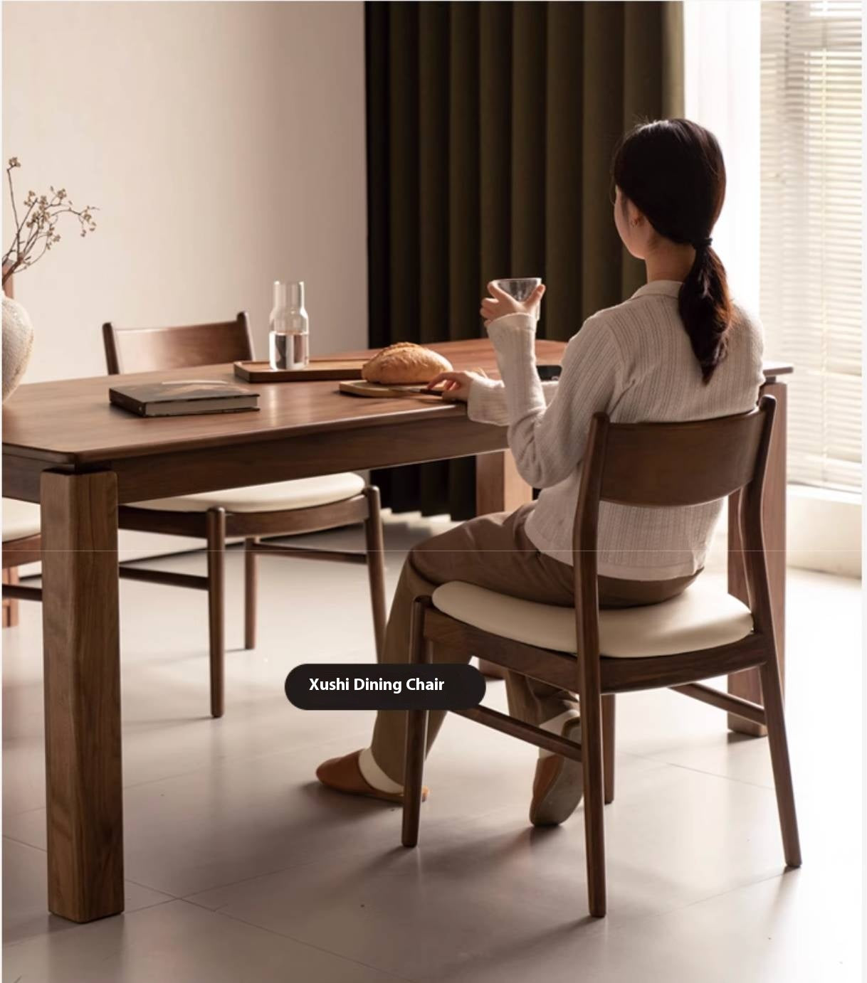 Black Walnut, Oak, Ash Solid Wood Large Board Dining Table