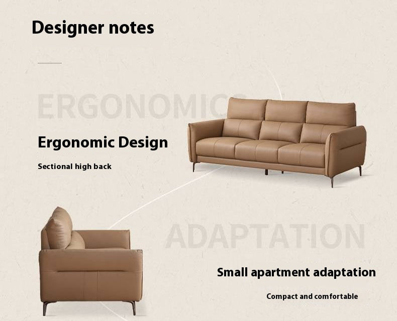 Genuine Leather High-Back Modern Sofa
