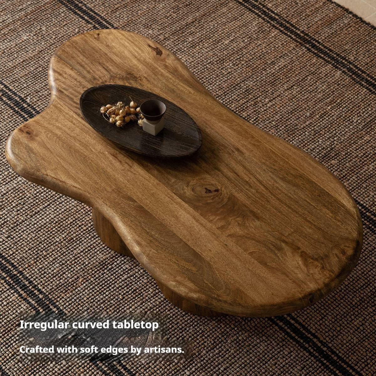 Mango Solid Wood Wabi Sabi Coffee Table with Irregular Cloud Design