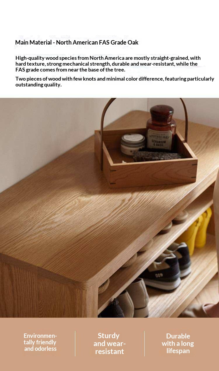 Oak Solid Wood Shoe Storage Bench