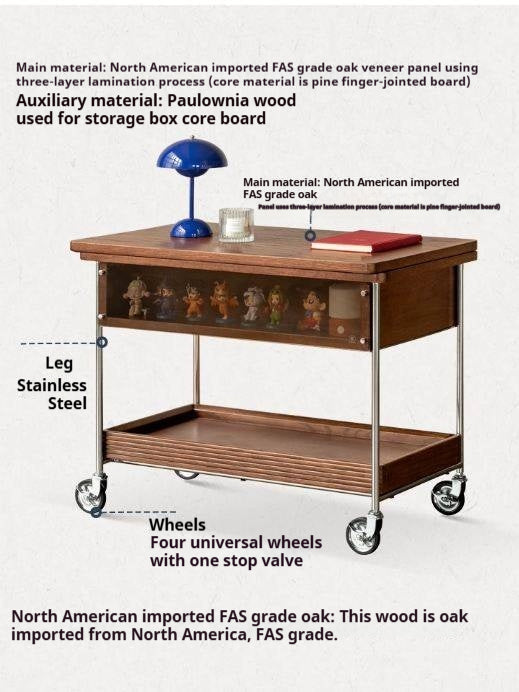 Oak Solid Wood Folding Coffee Table with Minimalist Design