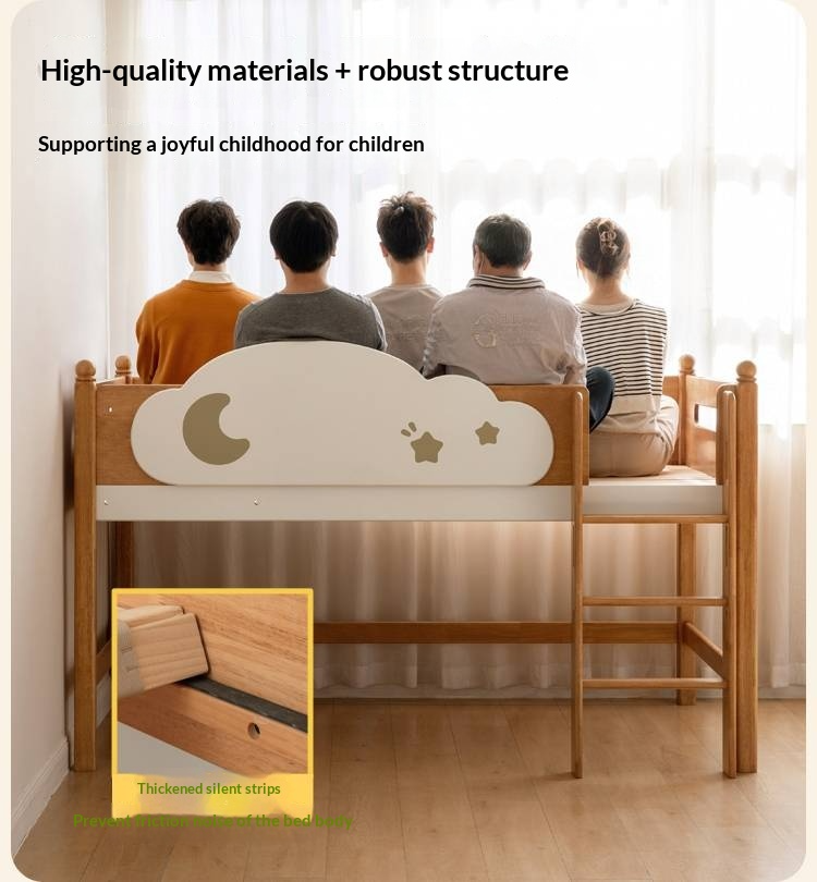 Rubberwood Solid Wood Children's Bed Modern Loft Bed
