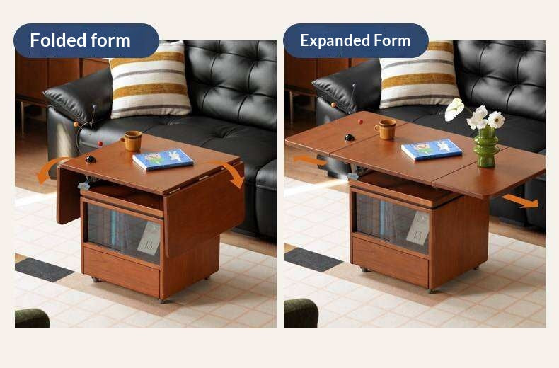 Tulipwood Solid Wood Lifting Coffee Table with Folding Square Top