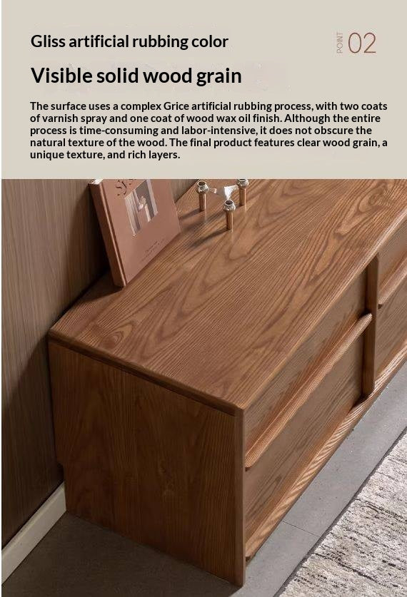 Ash Solid Wood Italian Luxury Floor-Standing TV Cabinet