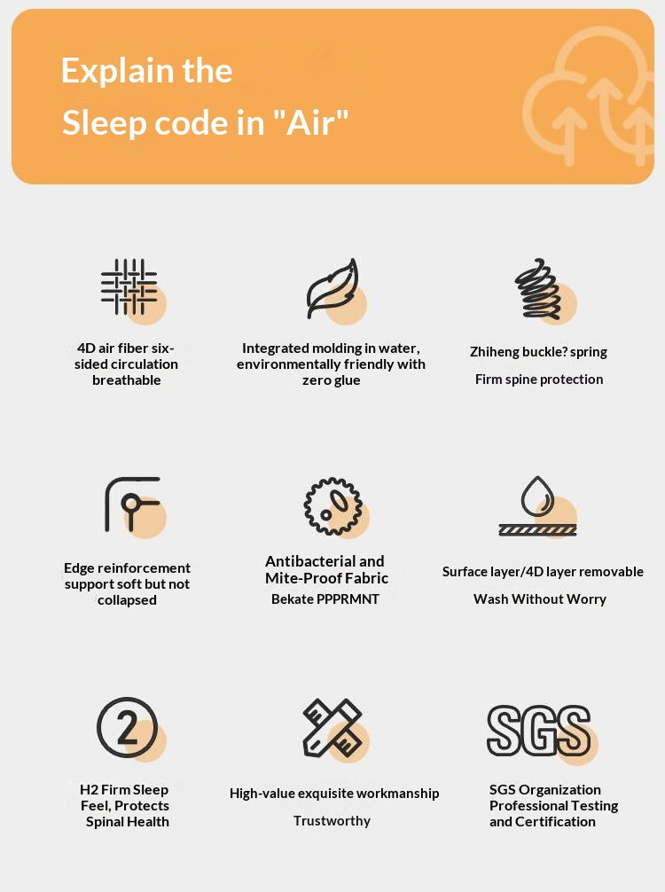 Zero-Glue Bedroom Mattress — Natural Anti-Mite, Breathable, Spring Back Support, Firm Support Mattress