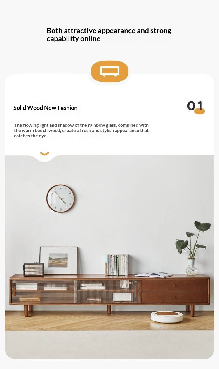 Beech Solid Wood Large TV Cabinet.