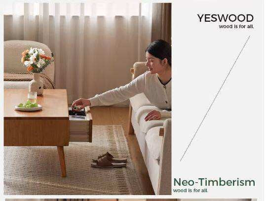 Solid RubberWood Coffee Table with Storage and Modern Aesthetic