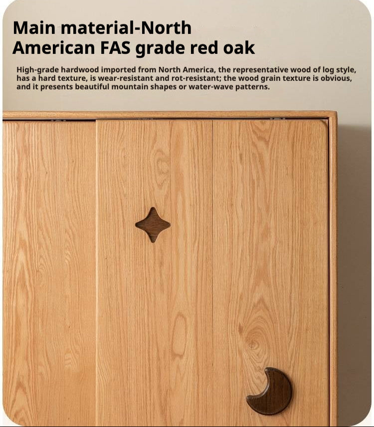 Oak Solid Wood Kids Sliding Door Wardrobe