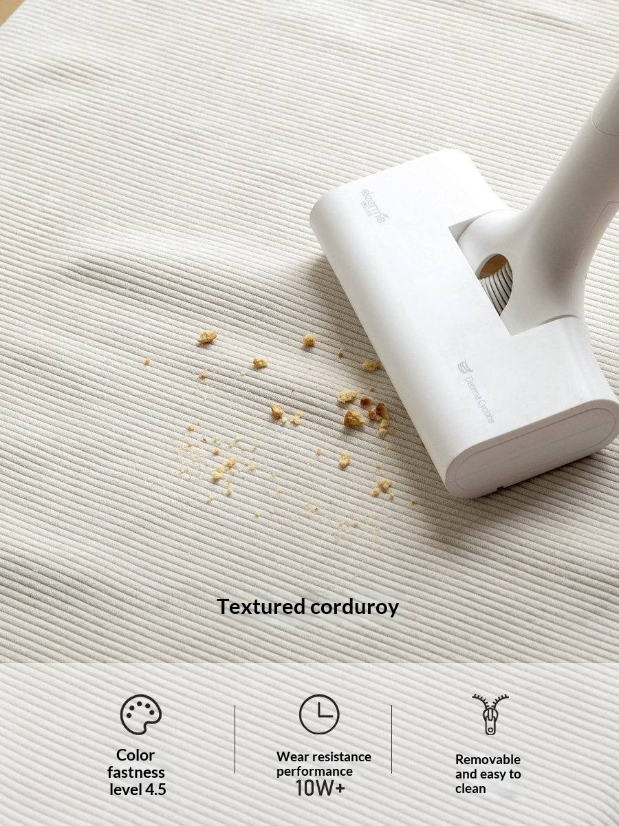 Oak Solid Wood Bed — Modern Minimalist Design with Corduroy Soft Headboard