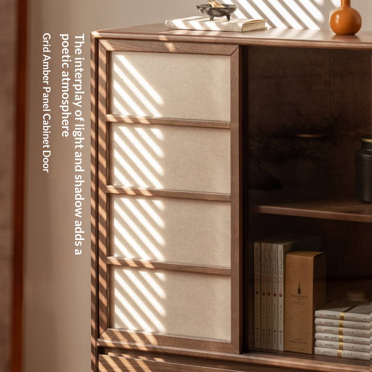 Black Walnut Solid Wood Storage Side Cabinet