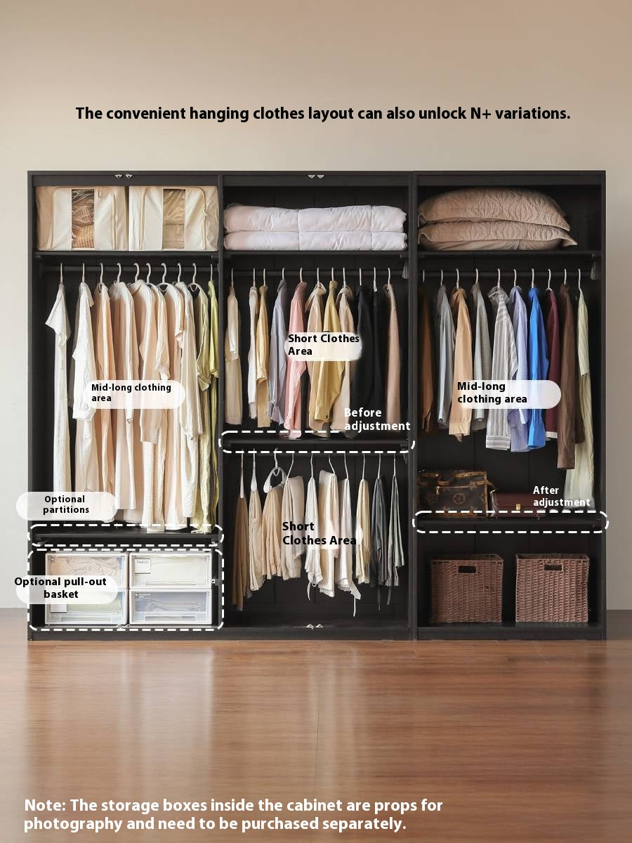 Pine Solid Wood Modern Wardrobe with Light