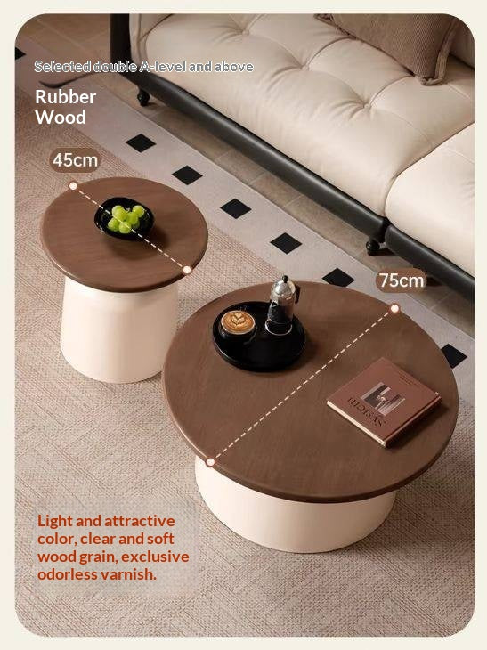 Solid Rubberwood Round Coffee Table