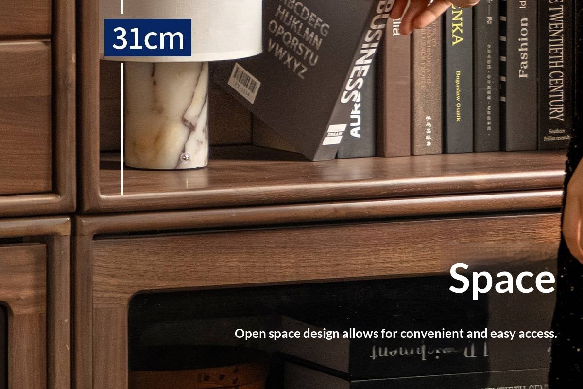 Black Walnut Solid Wood TV Cabinet with Modular Combination and Light Luxury Style