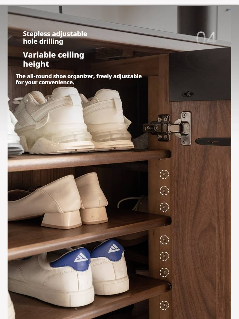 Black Walnut, Oak Solid Wood Italian Style Light Luxury Shoe Cabinet